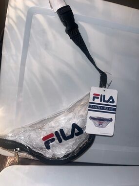 FILA Clear Belt Bag with Black Trim and Red Logo